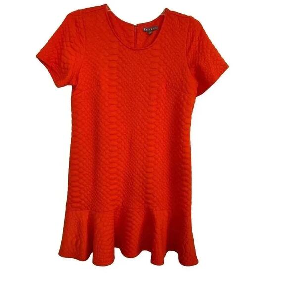 Sharagano orange textured flounce dress Size 14 - Picture 1 of 6